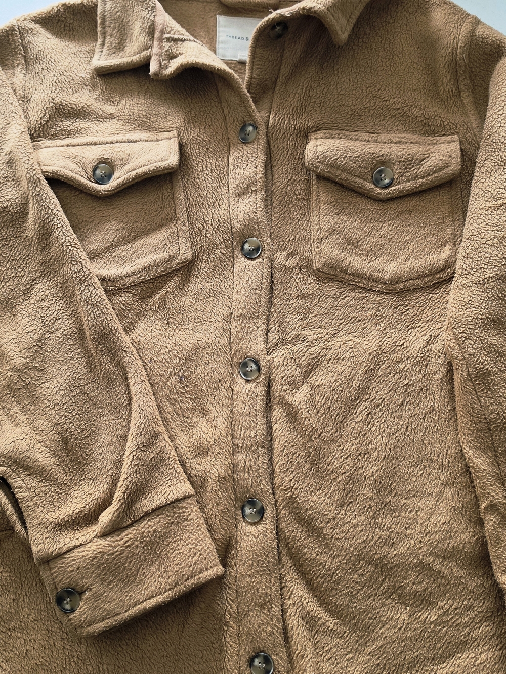 Thread & Supply Camel Teddy Fleece Shacket
